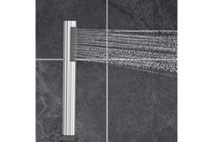 DETBOM Manopola Doccia Risparmio Idrico, Acciaio Inossidabile Soffione Doccia Alta Pressione, Doccino Doccia Anticalcare, Soffione Doccia Tondo, Ugelli in Silicone Anticalcare, Soffioni Bagno e Spa