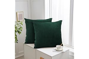 Aspire Homeware Cushions with Covers Included 45 x 45 cm Set of 4 (2-Emerald Cushion, 2-Inserts) with Invisible Zipper Soft & Luxury Home Decor Stripe Pillow Cases for Couch (18x18 Inch)