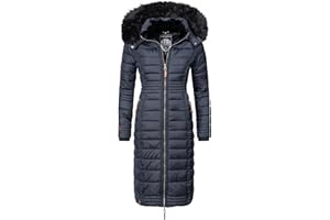 Navahoo Damski płaszcz zimowy, ciepły płaszcz pikowany, długi z kapturem, Umay, XS-XXL