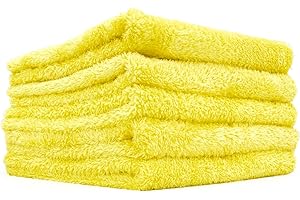 The Rag Company - Eagle Edgeless 350 (5-pak) profesjonalne koreańskie 70/30 mieszanka super pluszowe ręczniki z mikrofibry, 350 g/m², 40 x 40 cm, żółty