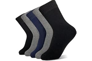 Hocerlu Thermal Socks for Men, 5 Pair Thick Cushioned Cosy Warm Wool Boot Socks for Work Hiking Walking Casual in Cold Winter, Size UK 6-11