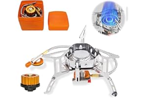 Laspi Réchaud de Camping,3500W Rechaud Camping Gaz,Pliable Brûleur Camping Coupe-Vent et avec Allumage Piézo-électrique Pour Randonnée, Camping, Pêche et Pique-nique