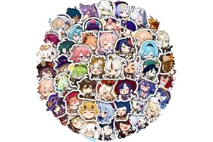 FANCICO Adesivi Genshin Impact(B) 50 pezzi di adesivi per cartoni animati per bottiglie d'acqua, bagagli, bici, auto, adesivi carini per feste per adolescenti e adulti