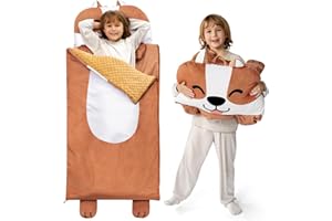 JOIEDOMI Śpiwór dziecięcy, mata do drzemki z poduszką i kocem, 152 x 68 cm, dla dzieci w wieku od 3 lat, miękka, pluszowa mata do spania, brązowy pies do przedszkola i chłopców, dziewcząt, przedszkola