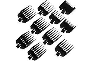 ADXCO 10 Pack Black Hair Clipper Guide Combs Hair Trimmer Limit Comb Hair Cutting Guide Replace Comb Compatible with Many Wahl Clippers/Trimmers, 10 Sizes