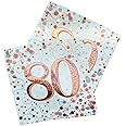 Oaktree Sparkling Fizz 80th Rose Gold 33cm x 33cm 3-ply Napkins 16pcs