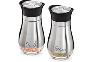 Juvale Salt and Pepper Shakers Stainless Steel and Glass Set