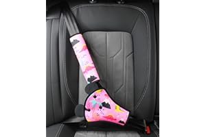 XNBTFK Seat Belt Pads for Kids, Universal Car Safety Seat Belt Pillow with Seatbelt Strap Cover, Car Seat Accessories Seat Belt Cover Shoulder Pads for Kids (Pink Dinosaur Pattern)