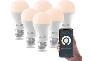 CALEX - Smart LED Bulb E27, 6-Pack, WiFi LED A60 Bulb, Warm White Light, App and Works with Amazon Alexa and Google Home, 9.4W
