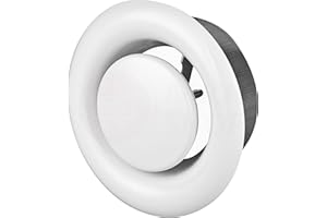 MKK Tellerventil Anemostat Ø 80 mm weiß pulverbeschichtet Abluft Wand - Deckenventil Ventilteller Lüftung Stufenlose Luftregulierung Bajonettverschraubung