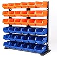 HORUSDY Storage Bins Parts Rack 36Pcs Bin Organizer Garage Plastic Shop Tool, Tools for Men