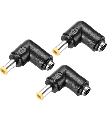 5 Pezzi Adattatore Alimentazione DC 90° - Femmina 5.5x2.1mm A Maschio 5.5x2.5mm, Con Filo 1.2 Pollici, Giallo