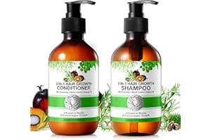 KLLALO 3-in-1 Shampoo and Conditioner Set with Biotin Rosemary, Black Castor and Batana Oil, 2 x 10.56 fl oz Shampoo and Conditioner to Strengthen and Restore Brittle Hair (#3)