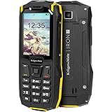 Krüger&Matz KM0459 IRON 2 - Cellulare da esterno da 6,09 cm (2,4 pollici), QVGA Dual SIM, IP68, molto robusto, 32 GB, Nero/Gi