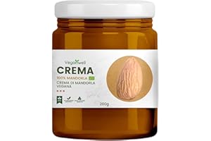 Veganwell - Crema Proteica 100% Vegana - Crema Spalmabile Senza Zucchero - 100% Naturale Senza Additivi e Conservanti - Preparata il giorno prima di essere spedita - Protein Cream 200g (Mandorla)