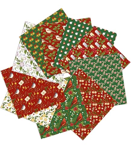 Tissu Coupon Noël - 49x52 Cm - Coton Multicolore - Pour Couture DIY