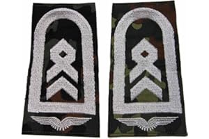 baum-m gmbh Rangschlaufen der Luftwaffe für Schulterklappen für die Deutsche Bundeswehr Flecktarn mit weißem oder goldenem Stick Aufschiebeschlaufen Stoff Dienstgrad