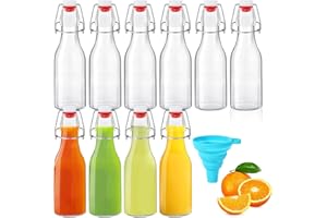 ZZXLOPEZ Lot de 10 Bouteille Verre 250ml, Bouteilles à Liqueur et à Remplir Avec Bouchon à Étrier, Entonnoir, Bouteille en Verre avec Bouchon pour le Stockage de Bière, Vinaigre, Jus de Fruits, Sirop