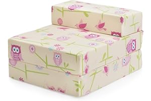 Ready Steady Bed – Poltrona Letto per Bambini, Materasso Pieghevole a Z, Motivo Gufi, Adatto Come Letto per Gli Ospiti