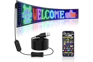 Qnoavve Scrolling Huge Bright Advertising LED Sign, 26.8"x4.7" Flexible USB 5V LED Store Sign Bluetooth App Control Custom Text Pattern Animation Programmable LED Display for Bar Party Festival