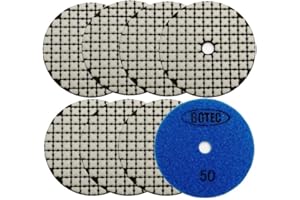 BGTEC 100mm Set di Tamponi Diamantati a Secco 8 pezzi #50 Kit di Tamponi per Granito, Marmo, Pietra, Quarzo, Piastrelle, Bordi del Pavimento in Cemento, Lucidatura del Controsoffitto
