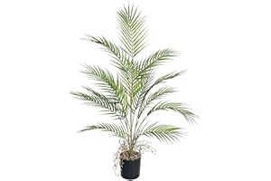 Zelihrdu Grande Plantas Artificiales Decorativas, Tropic Árbol Areca Palmera Artificial con Maceta, Realista Planta Falsa para Interior Exterior Hogar Baño Oficina Jardín Boda Decoración 95 cm Verde