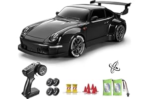 ACAMMZAR Voiture Télécommandée Drift avec Gyro, 1:24 25KM/H 4WD Proportionnel intégral Voiture Télécommandée Tout Terrain Adulte Enfant, RC Drift Cars avec lumières LED, Noir