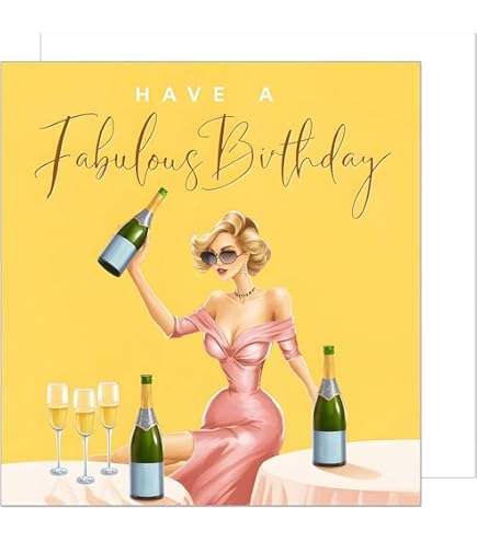Edition Seidel Biglietto di auguri quadrato premium per il 6° compleanno con busta. Happy Birthday Billet per uomo donna moglie fidanzata drinks party rosa (GZ353-50 SW024