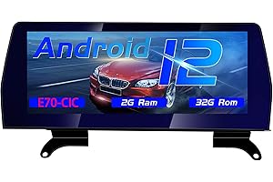AneQu 12.3 "Auto Stereo Android 12 para BMW X5 E70 para BMW X6 E71 2011-2013 CIC System Octa-Core 32GB ROM Car Multimedia Navigation System con Pantalla Azul antirreflectante Carplay Android Auto