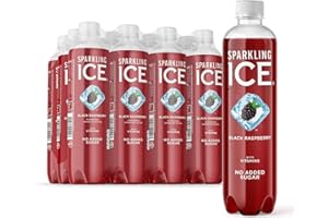Sparkling Ice, Black Raspberry Flavored Sparkling Water - Contains Vitamins- Only 12 calories- No Added Sugar - No Carbs (12 x 500ml Bottles)