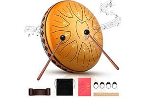 PANT Tambour de Langue en Acier, 6 Pouces 11 Tons C Clé Steel Tongue Drum Mini Tambour Handpan Avec Sac, Maillets et Médiators, Instrument de Percussion Idéal Pour Camping, Yoga, Méditation
