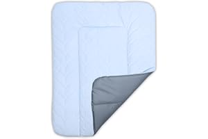 BONKY® Wickelauflage 70x50 cm - aus gestepptem Velvet - Wickelunterlage mit rutschfeste Unterseite - Baby Wickeltischauflage - Mega weich und angenehm - Made in EU - blau