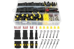 YZZAOO 352 Pezzi Connettori Elettrici Impermeabili, Connettori per Cavi Elettrici, 1/2/3/4 Pin Auto Impermeabile Connettore per Auto, Camion and Moto