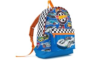 Hot Wheels Boys Backpack | Durable School Bag with Adjustable Straps | Water-Resistant Design | Includes Large Main Compartment and Kangaroo Pocket | Ages 3-10 Years Old
