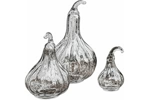 ‎LOBERON Loberon Kürbis 3er Set Lacey, stilvolles Design, DREI Größen, ohne Boden, naturnah gestaltet, Dekoration, Dekoobjekte, Glas, klar