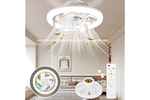 YOOHBERRYS Lampe mit Ventilator, deckenventilator klein, RGB Ventilator mit Lampenfassung E27, deckenventilator mit beleuchtung,16 Farbtemperatur, Timer und 3 Windstufen (28CM*18CM)