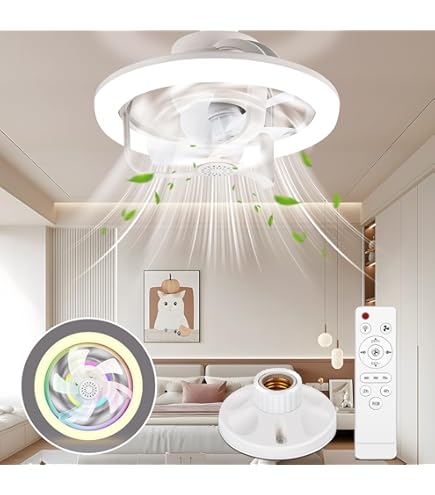 LANMOU Ventilatore Da Soffitto Con Luce LED - Telecomando E APP, 3 Velocità E Timer, Grigio