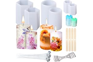 LBING Silikon-Kerzenformen 6STK Kerzenform Zylinderförmige/Sechseckig für Kerzenherstellung, Kerzen Silikonform 3D zum Gießen für DIY Aromatherapie Kerzen Herstellung Supplies