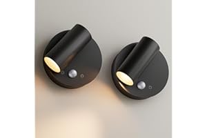 ‎K-BRIGHT K-Bright 2 Stück akku wandleuchte mit Bewegungsmelder, akku Leselampe Wandmontage, LED Wandleuchte innen mit Schalter Touch Dimmbar, 3 Farbtemperatur Einstellbar kabellose wandleuchte, Schwarz