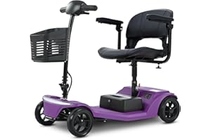 Discover Mobility Pilot 2026 Design Portable Mobility Scooter, 4mph, 136kg Weight Capacity, LED Headlight, Removable Battery (Purple)