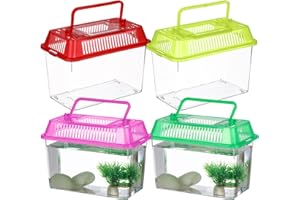 STOBOK 4pcs Mini Portable Fish Tank Animals for Mini Turtles Plastic Terrarium Single Fish Aquarium Reptile Terrarium Habitat Aquarium Breeding Tank Turtle Feeding Box Holder