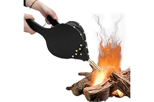 Alvinlite Soffietto per caminetto, ugello per Getto d'Aria per Campeggio all'aperto Barbecue per Barbecue Comignolo Pompa a Soffietto per Fossa Accessori per Barbecue con Cinghia per Appendere(Oro)