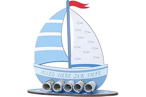 WWISTOA Taufgeschenke Jungen ，geschenke zur taufe，Taufgeschenke Jungen Blau Holz，Geburt Taufe Geldgeschenk，Taufe Geschenk für Mädchen und Jungen-19x16cm.