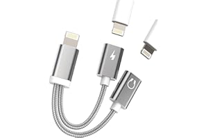 HOYULLI Dual Lightning Jack Splitter for Apple MFI Certified (2 in 1) for iPhone Headphone Adapter Charge Aux Dongle Cable Charging Earphone Audio Connector for 14 13 12 11 Pro Max X 7 8 Plus for iPad Charger
