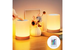 ‎BONSERY Bonsery Lampka nocna LED, dotykowa, ściemniana, zestaw 2 sztuk, 3 tryby, ładowana przez USB, lampa stołowa LED, bezprzewodowa, z timerem i pamięcią, lampka nocna dla dzieci, do sypialni, salonu,