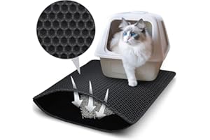 PETGULU Katzenklo Matte, 50x40 cm Katzenstreu Matte, Doppelte Schichte Non-Slip wasserdichte Entwurf Katzenmatte Katzenklo, Bienenwabe Matte Katzentoilette, Cat Litter Mat Streu Kontrolle