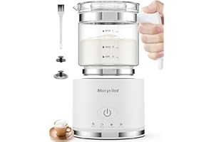 Morpilot Espumador de Leche Eéctrico,500 ml, Calentador de Leche 4 en 1 para Leche Caliente y Fría, Apto para Lavavajillas, Diseño Latte, 600 W, Blanco