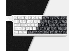 dagaladoo PBT-Tastenkappen, weiß/schwarz, topografische Tastenkappen, 60, 75 %, glänzende Tastenkappen, seitlich bedruckte Tastenkappen, Kirschprofil-Tastenkappen für 100 %, 75 %, 65 %, 60 % Tastatur