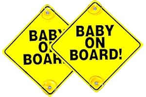 ONEBRAND Baby on Board Sign for Car - Baby on Board Car Warning Sign - 2 pieces - Sticker Sign for Car Warning with Suction Cups – Waterproof and Durable – Clearly Visible Sign.