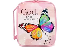 SHAEOTEK Bible Cover Case for Women, Butterfly Bible Cover Bags, Christian Storage Bag for Girls, Large Letter Lightweight Butterfly Organizer Bag